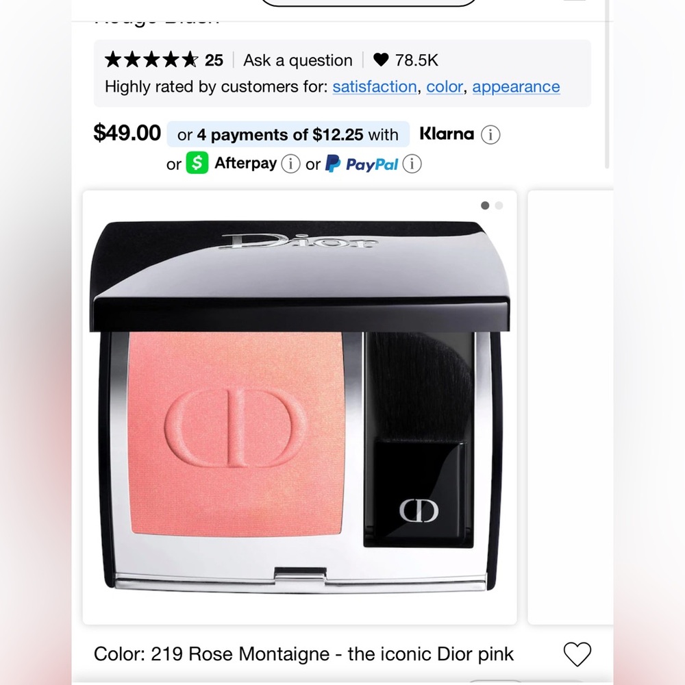 Dior Rouge Blush - Rose Montaigne Shimmer